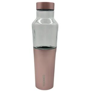 Corkcicle 20oz Hybrid Glass/Stainless Steel Canteen Water Bottle Rose Gold
